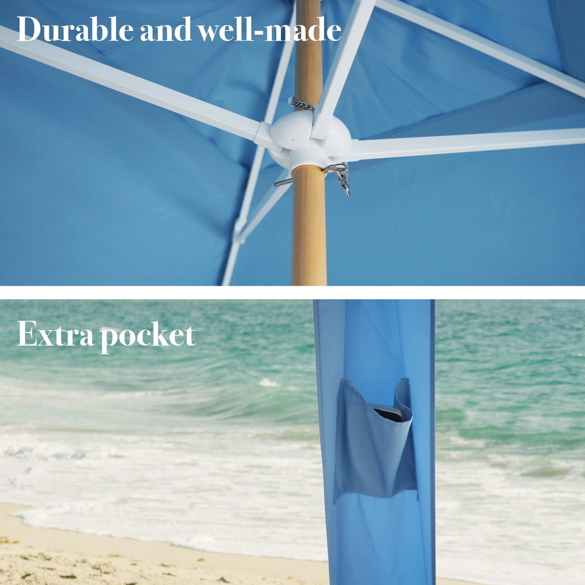 AMMSUN 6'×6' Boho Beach Cabana Tent Canopy with Tassels Fringe UPF50+ Outdoor for Beach Patio,White