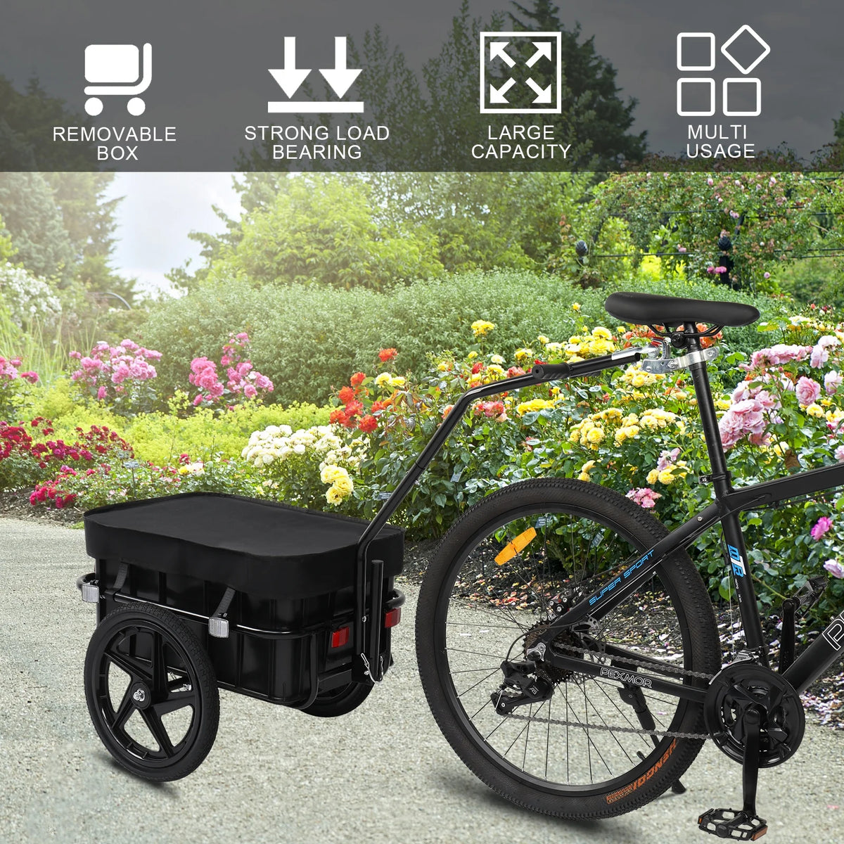 PEXMOR Bike Cargo Trailer, Bicycle Wagon Trailer W/Universal Coupler & Waterproof Cover