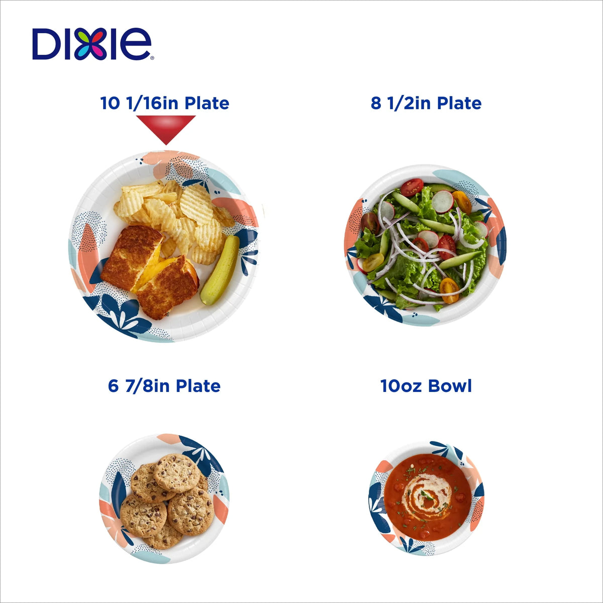 (4 pack) Dixie Disposable Paper Plates, Multicolor, 10 in, 210 Count