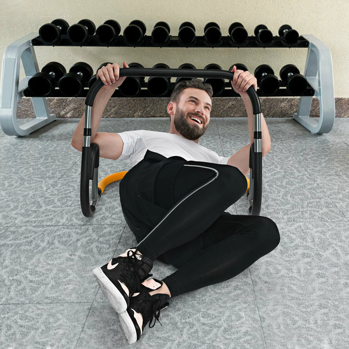 Ab Fitness Crunch Abdominal Exercise Workout Machine for Glider Roller & Pushup