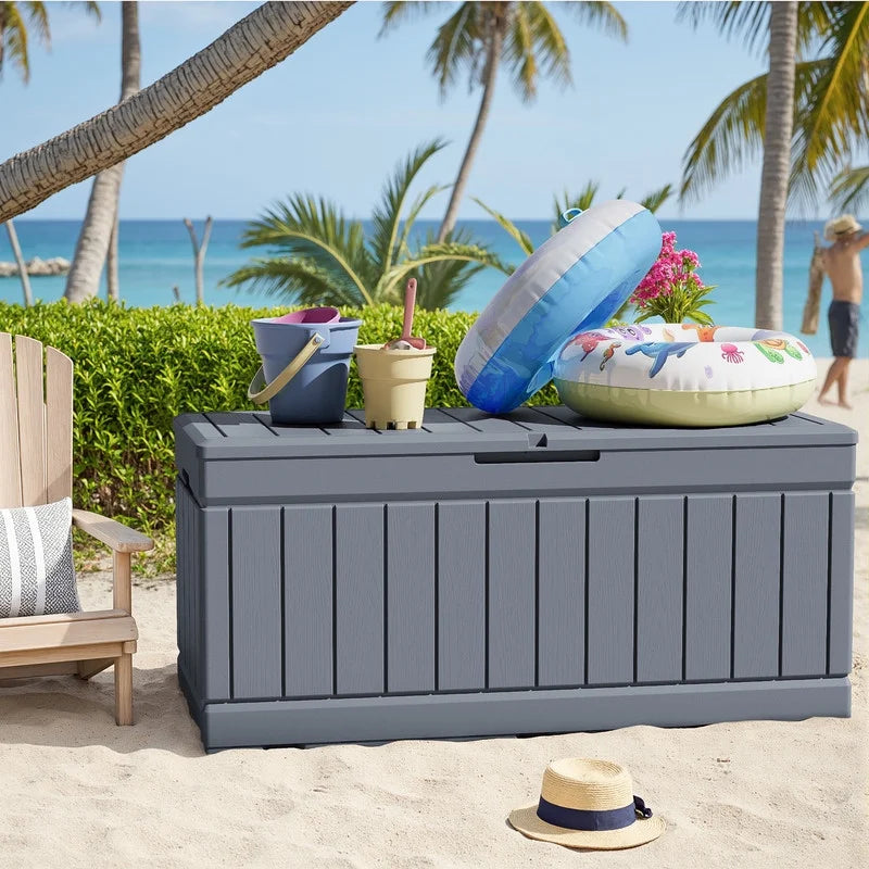 Homall 82 Gallon Outdoor Storage in Resin Deck Box 45.66in Width Lockable Deck Box, Black