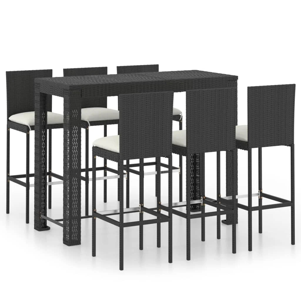vidaXL Patio Bar Set Outdoor Bistro Set Bar Stool Bistro Table Poly Rattan