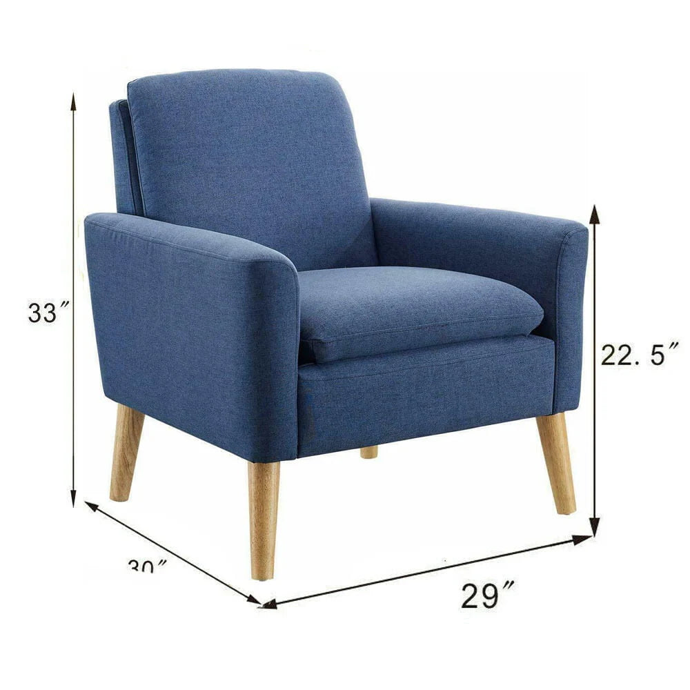 Dazone Modern Accent Fabric Chair Single Sofa Comfy Upholstered Arm Chair Living Room Yellow