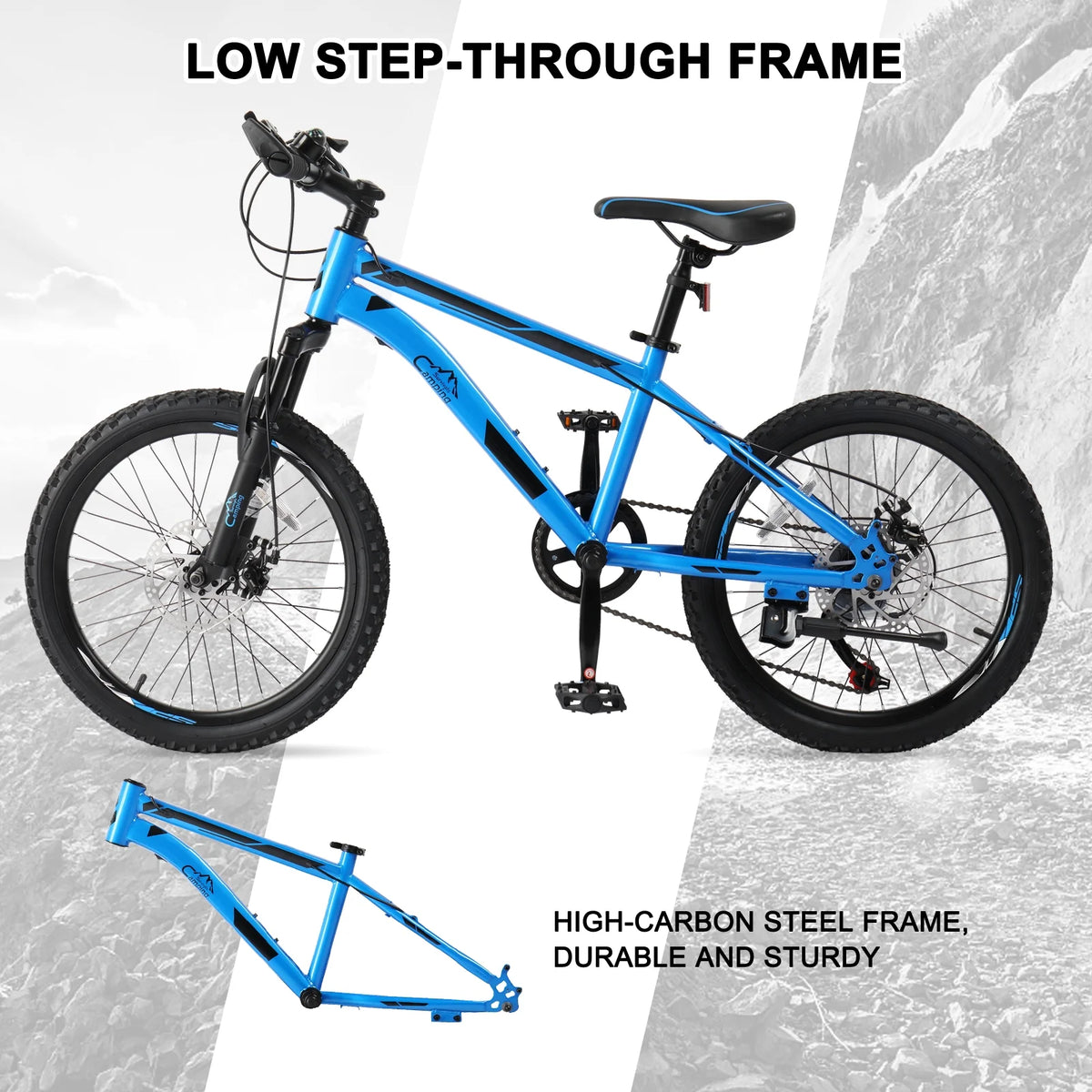 Ktaxon 20" Mountain Bike, 7 Speed Bike with Disc Brakes, Black