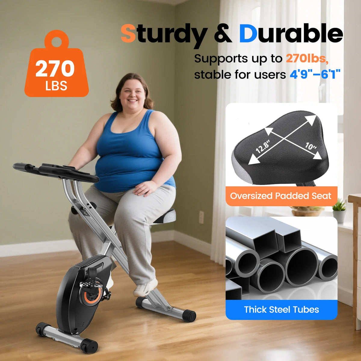 YOSUDA Folding Exercise Bike, Indoor Home Stationary Bike Workout 270LB Capacity