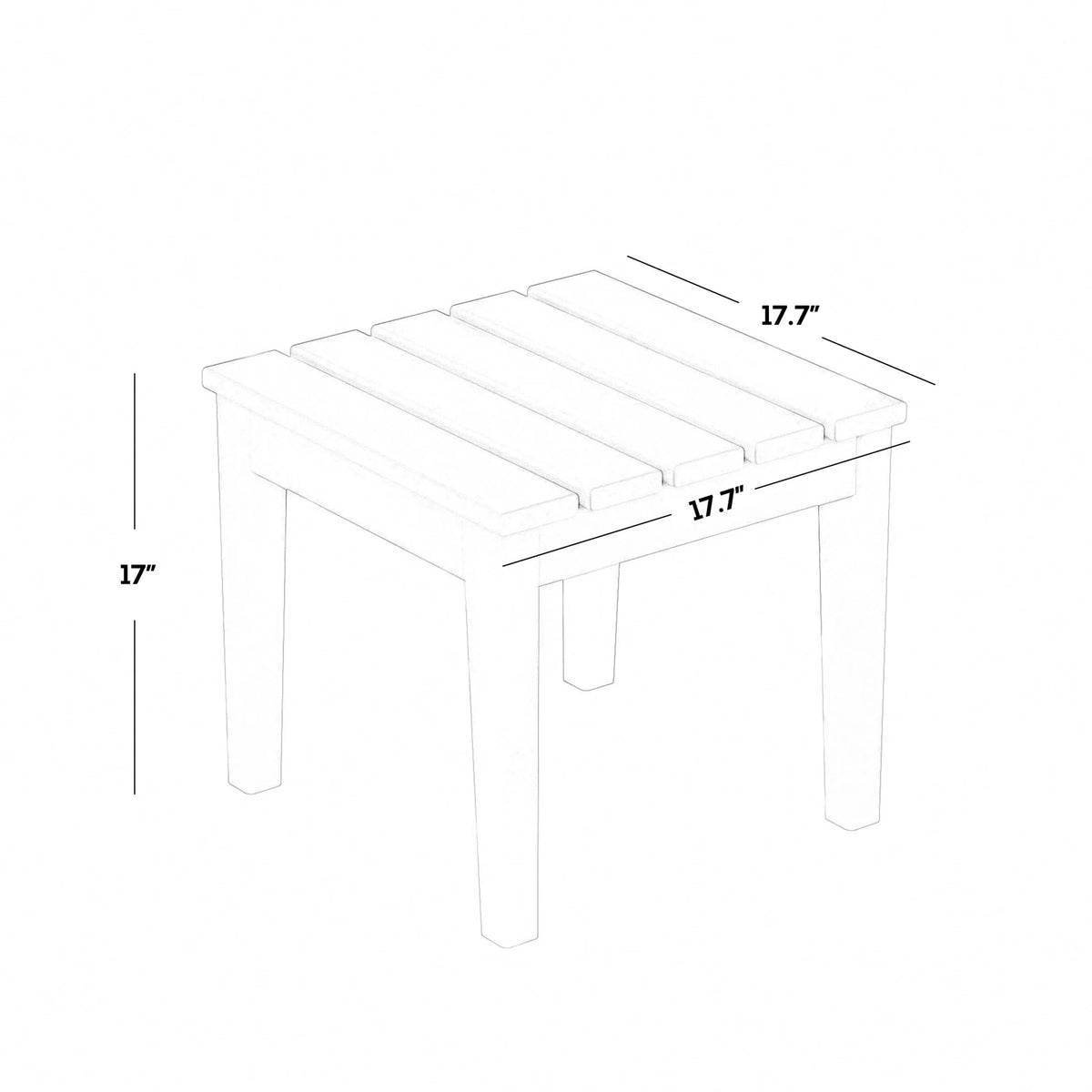 WestinTrends Ashore Oversized Outdoor Side Table, 18 Inch All Weather Poly Lumber Adirondack Patio Side Table Square End Table, Black