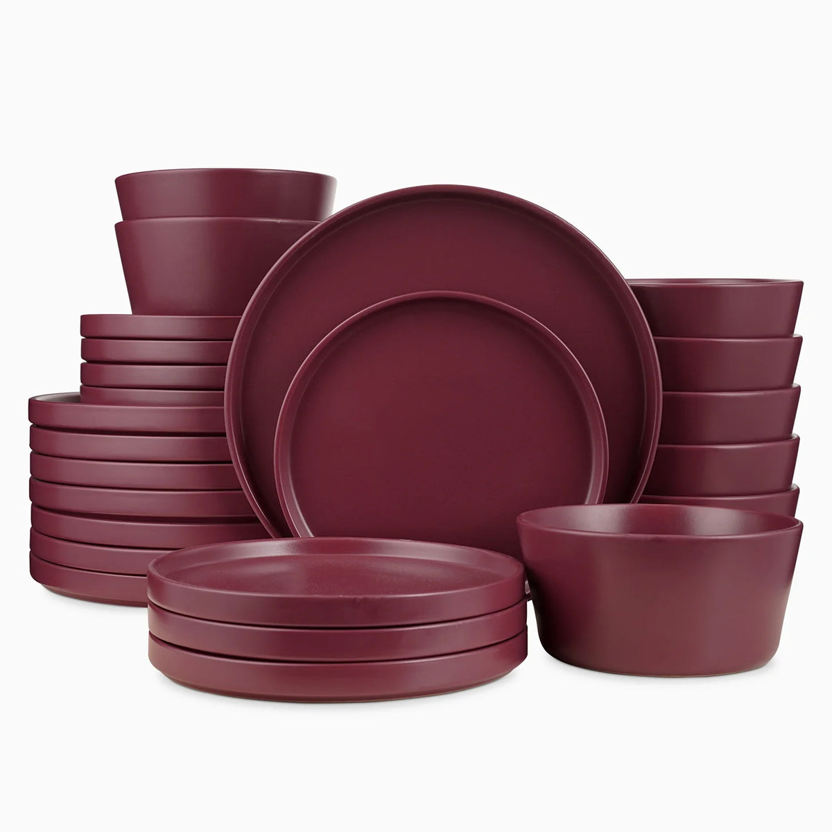 Stone + Lain Chelsea Stoneware Collection, Round Dinnerware Set, 24 Pieces Service for 8, Blue