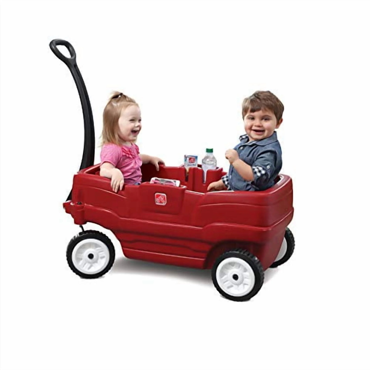 Step2 Red Plastic Two-Seater Toddler Wagon with Safety Belts and Storage for Ages 18 Mo to 5 Yrs