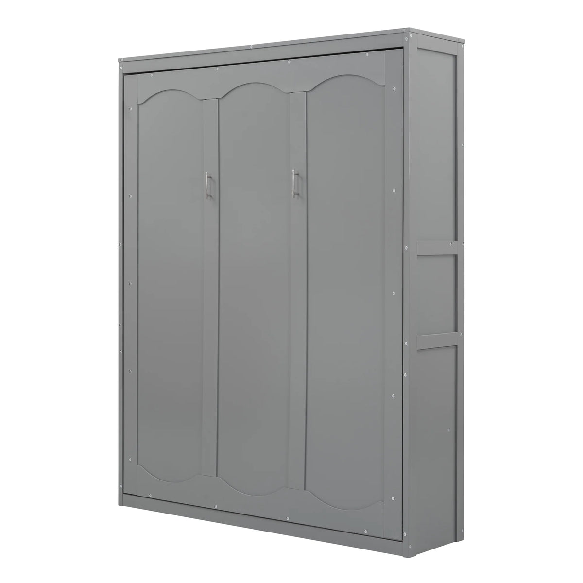 Harper & Bright Designs Full Size Murphy Bed with Shelves, Foldable Wall Bedframe w/Flexible Slats Support, Space-Saving Design, Can Be Folded Into Cabinet, White