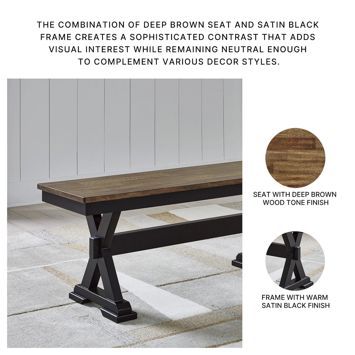 Signature Design by Ashley Wildenauer 50" Dining Bench, Brown & Black