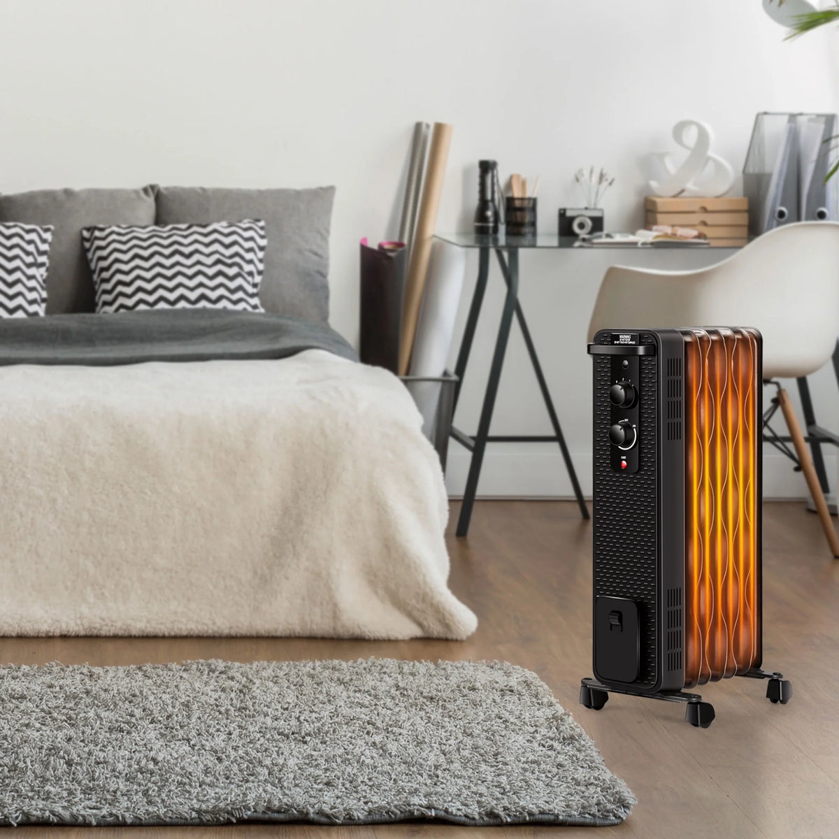 Gymax 1500W Oil Filled Radiator Space Heater w/ 3 Heating Modes Black