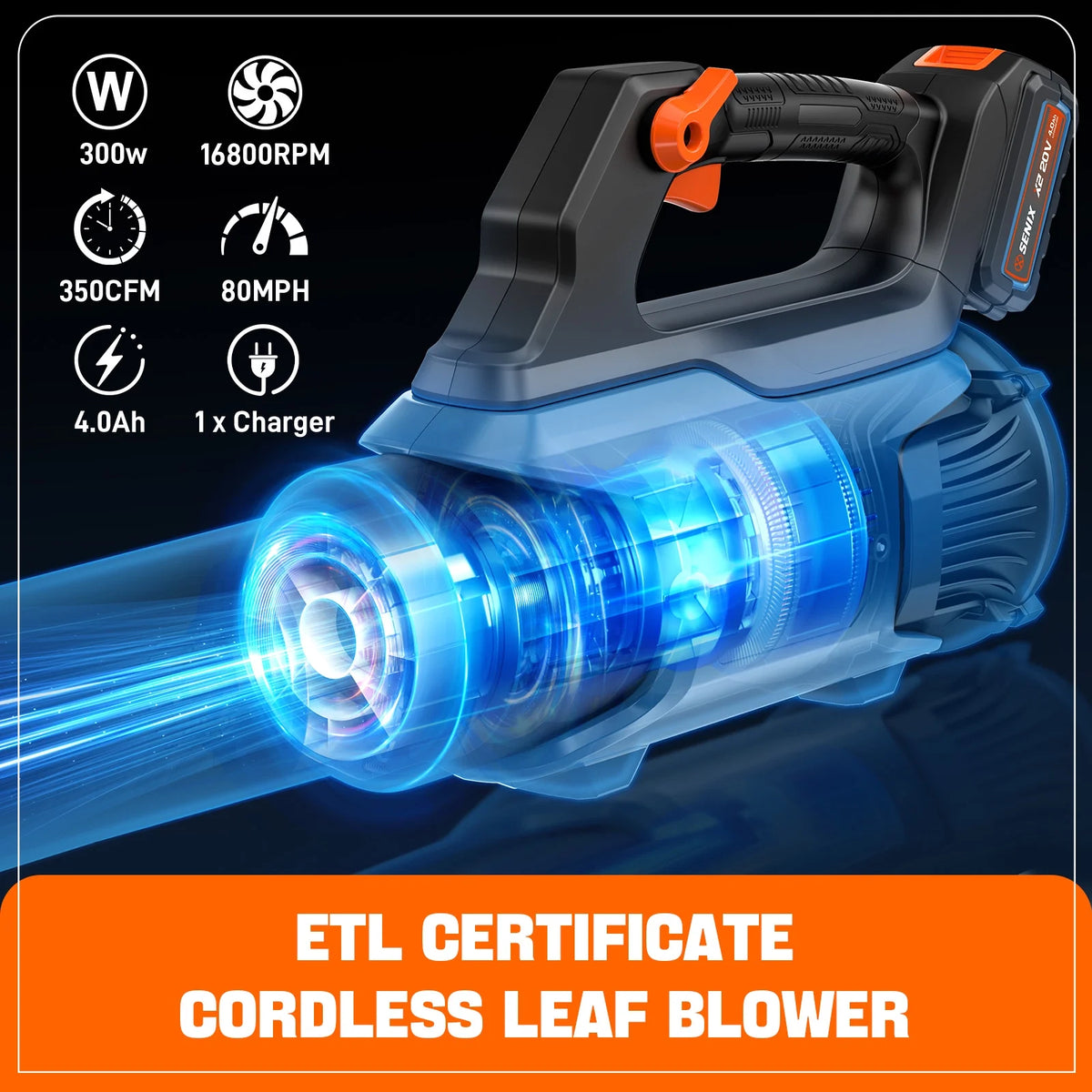 SENIX 20V 2-Tool Cordless Combo Kit, 10-Inch String Trimmer & Variable Speed Leaf Blower (One 4.0Ah Battery and Charger Included) S2K2B1-03