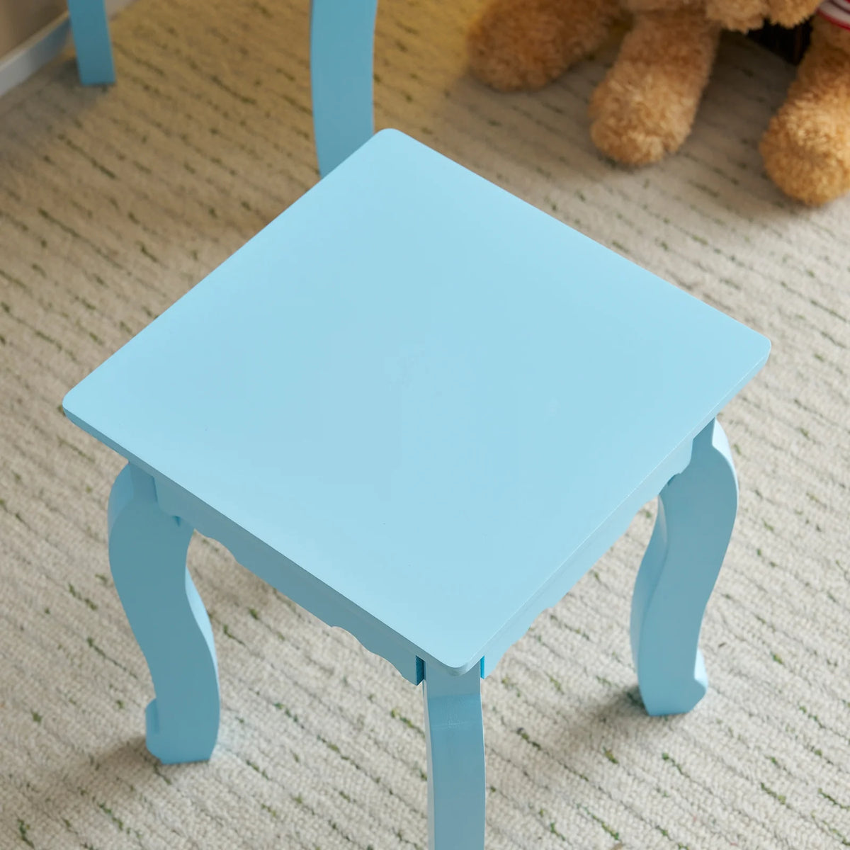 Zimtown Kids' Vanity Set with 3-Color LED Lighted Mirror Makeup Table with Matching Stool, Purple
