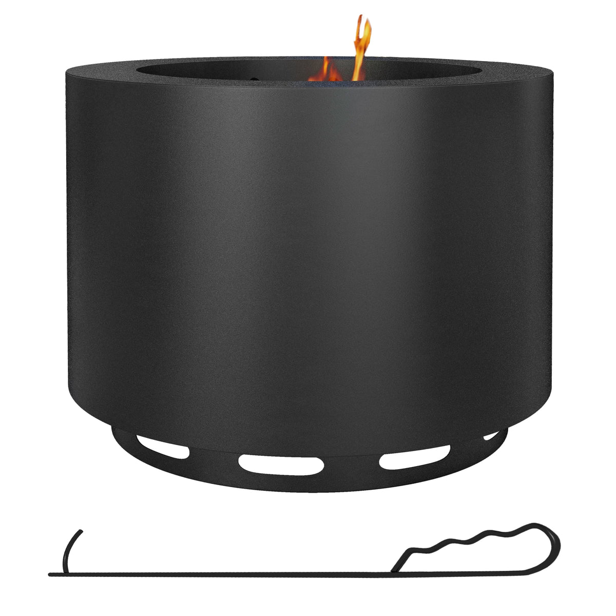 Outsunny Smokeless Fire Pit w/ Poker, 19" Firepit, Steel, Black