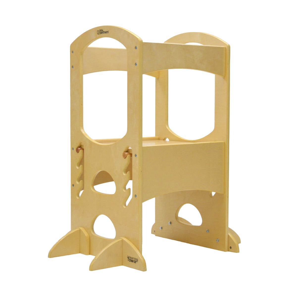 Little Partners Learning Tower Adjustable Height Kitchen Step Stool, Toddler Tower, Encourages Learning, Independence, and Engagement, Safety Climbing Tower for Kitchen Counter - Soft White