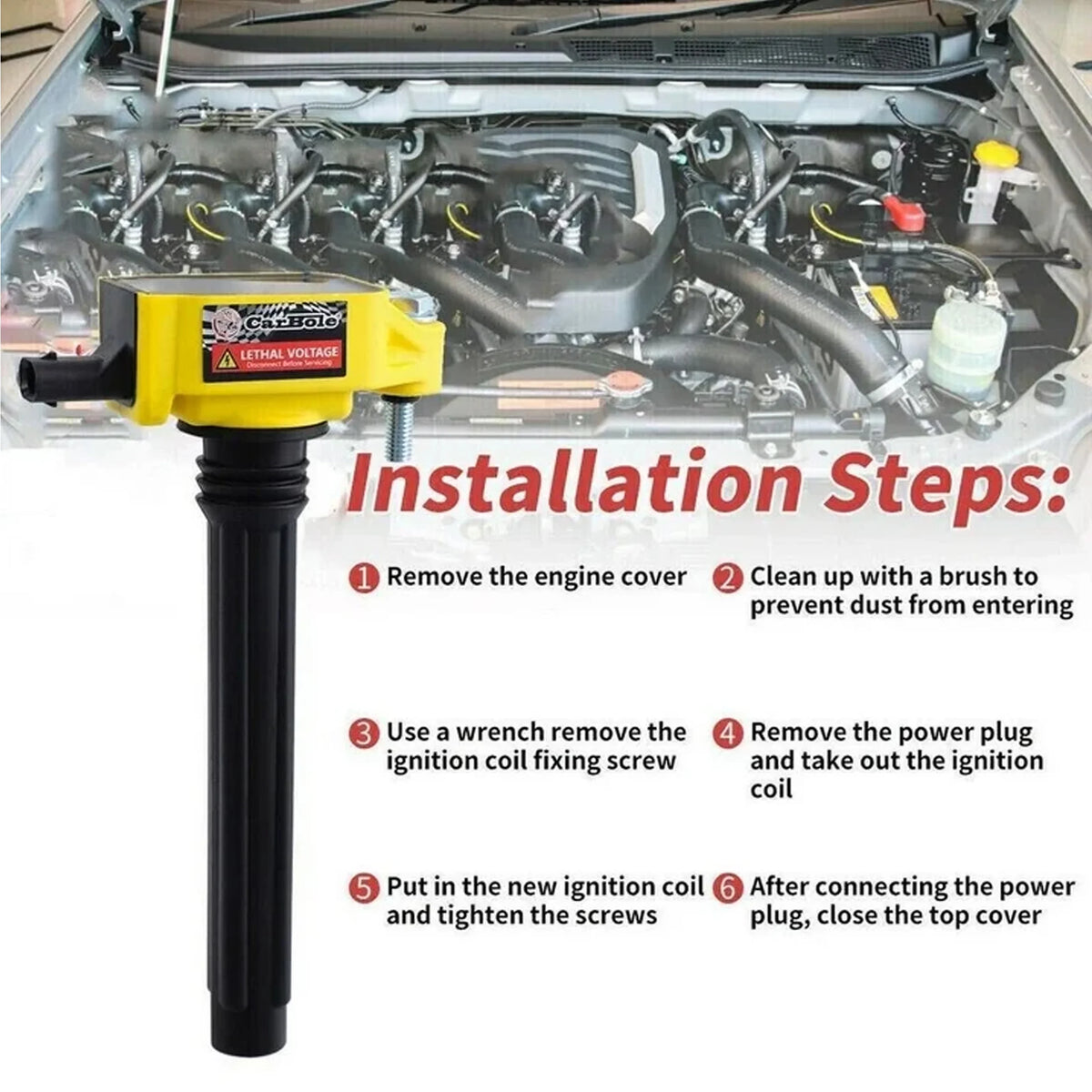6 Pack UF648 Ignition Coil & Platinum Spark Plug Compatible with Chrysler Dodge Jeep Ram ProMaster 3.6L