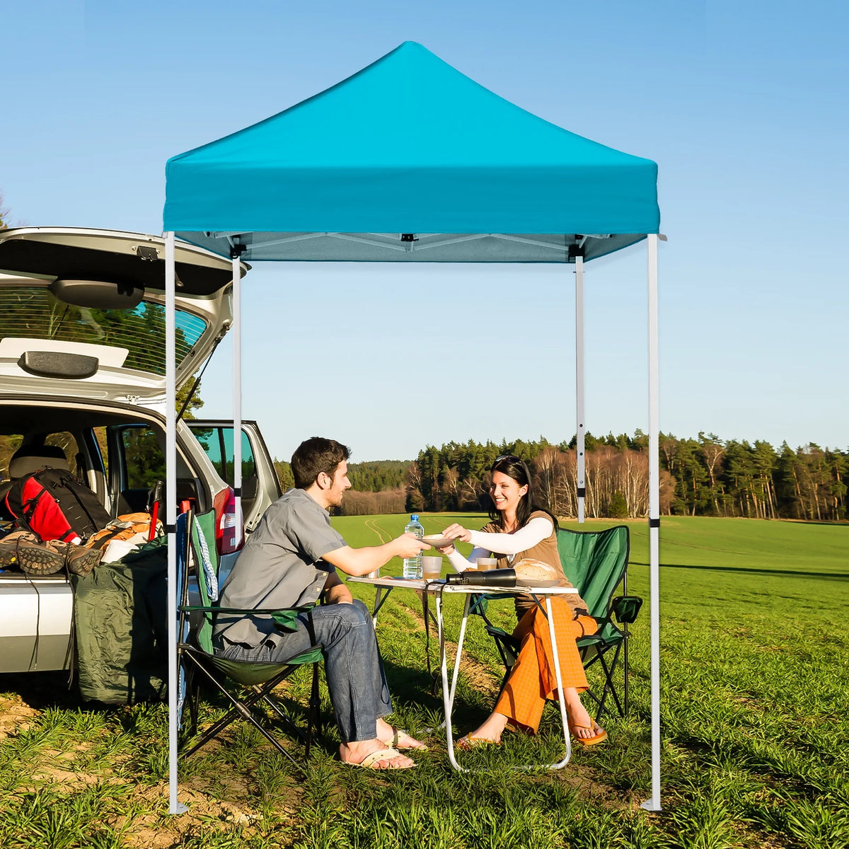 INTER HUT 5x5 Outdoor Pop up Canopy Gazebo, Instant Easy Set up Outdoor Canopy Commercial Fair Shelter, Beige