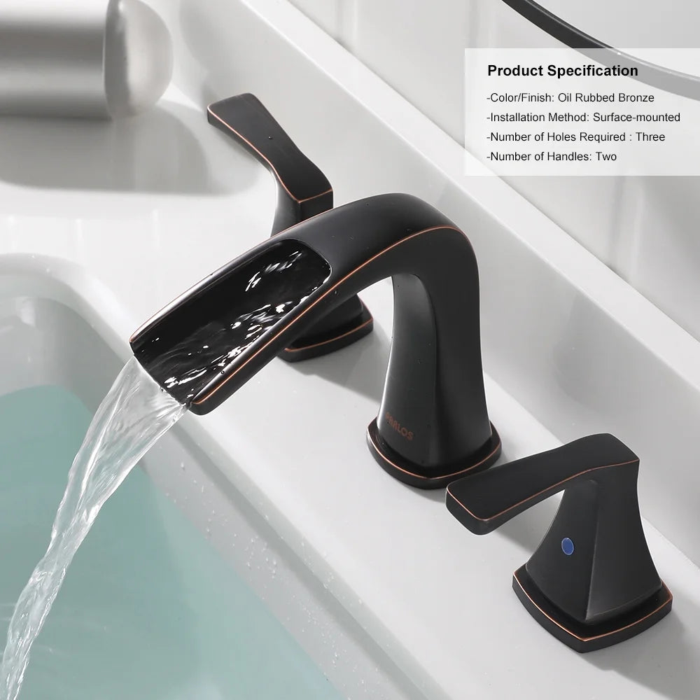 PARLOS Waterfall Widespread Two Handles Bathroom Sink Faucet , Polished Chrome