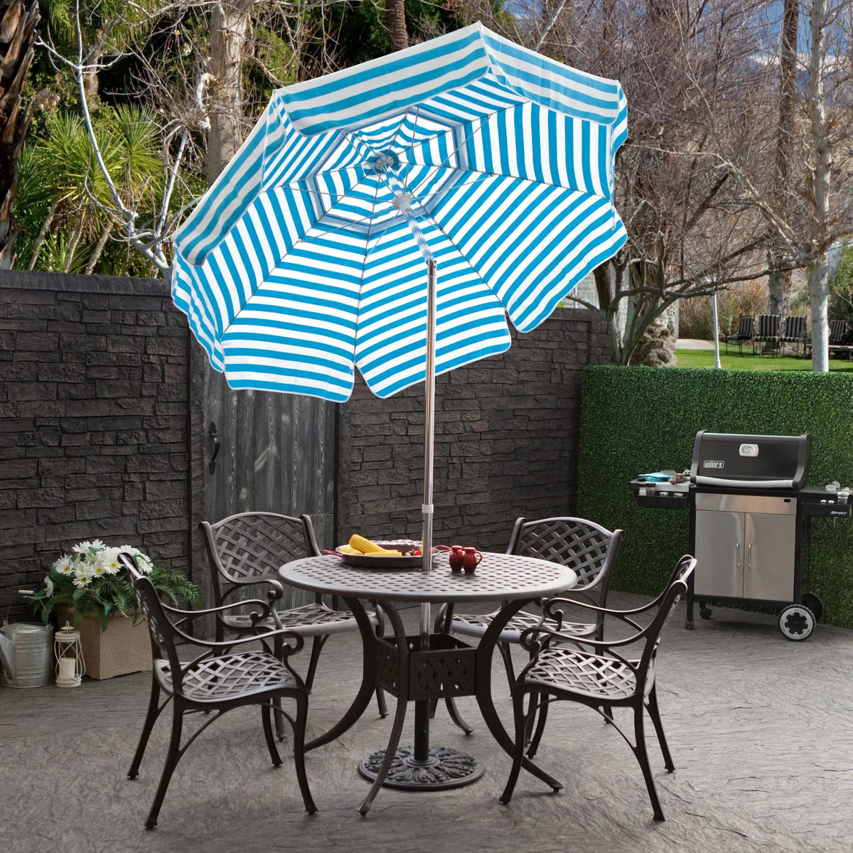 DestinationGear 6 ft. Aluminum Italian Stripe Patio Umbrella