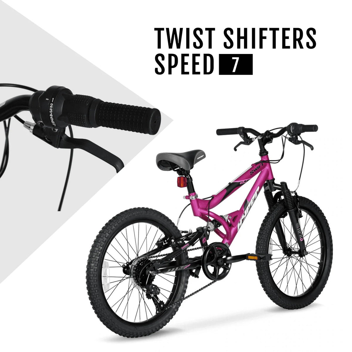 Bicycle 20" Girls Swift Mountain Bike, Kids, Magenta