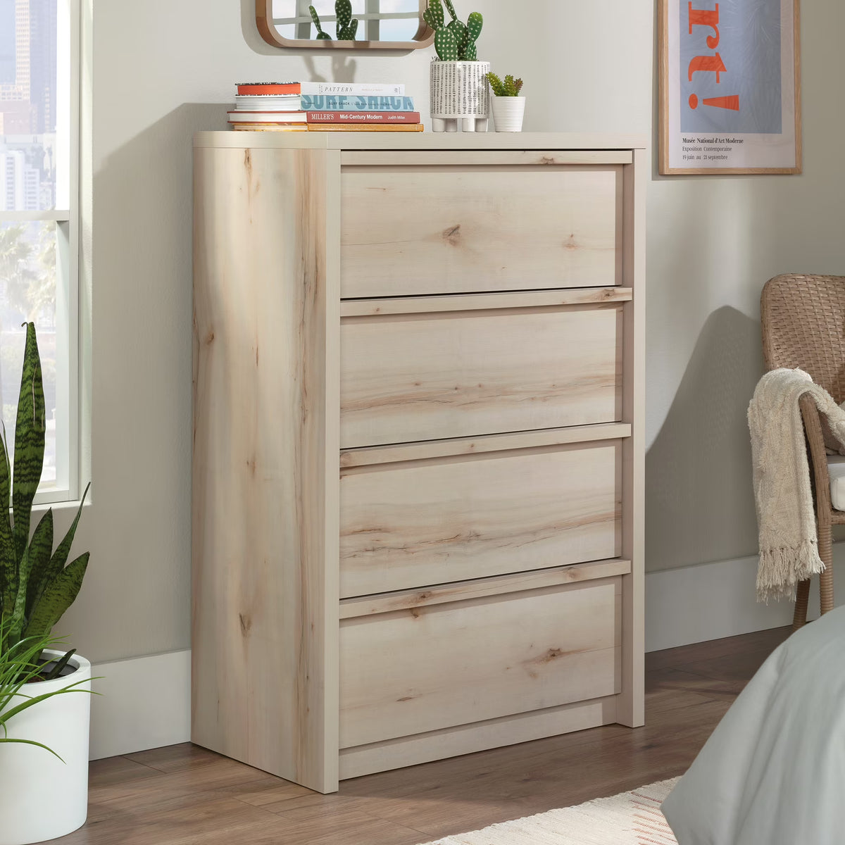 Sauder Harvey Park 4-Drawer Bedroom Chest, Pacific Maple Finish