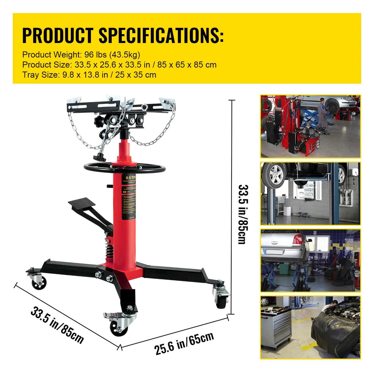 BENTISM Transmission Jack 1100 lbs 2-Stage Hydraulic High Lift Vertical Telescopic,Red