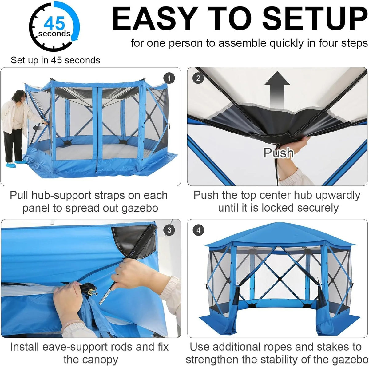 COBIZI 12x12ft Pop-up Gazebo Screen Tent Screen House with sidewalls and Mosquito Netting for Camping, Waterproof, UV Resistant, EZ Set-up Party Canopy with Carrying Bag and Ground Stakes, Brown