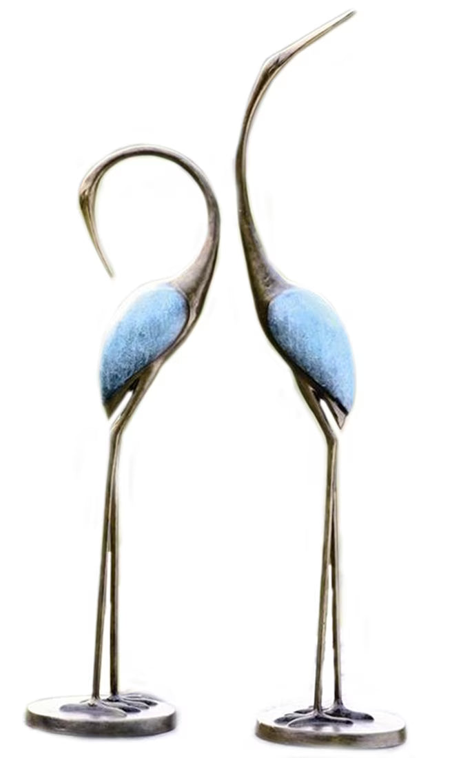 SPI Hand Painted Aluminum Stylized Garden Crane Pair