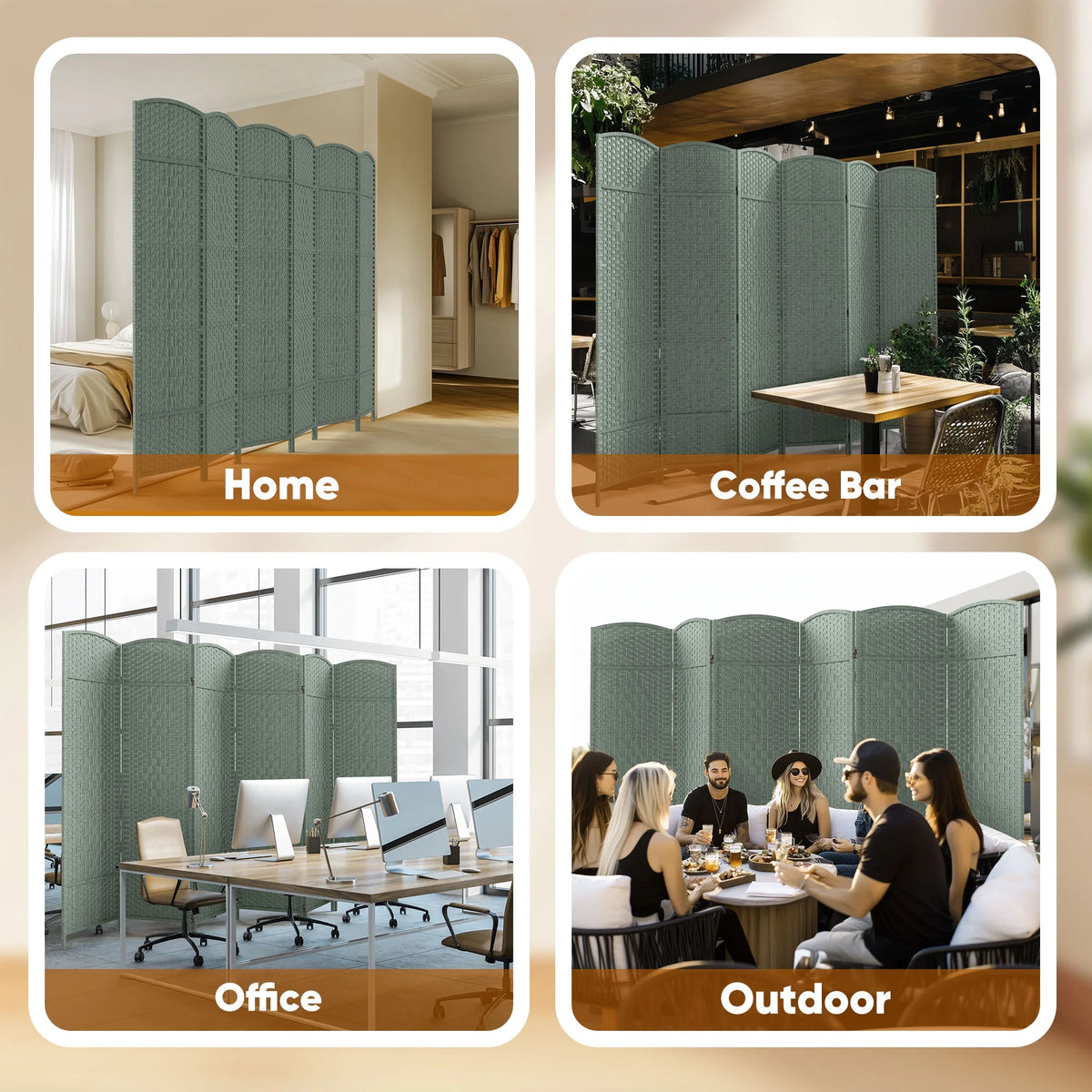 Jostyle Room Divider 6ft. Tall Extra Wide Privacy Screen, Folding Privacy Screens Freestanding Nature