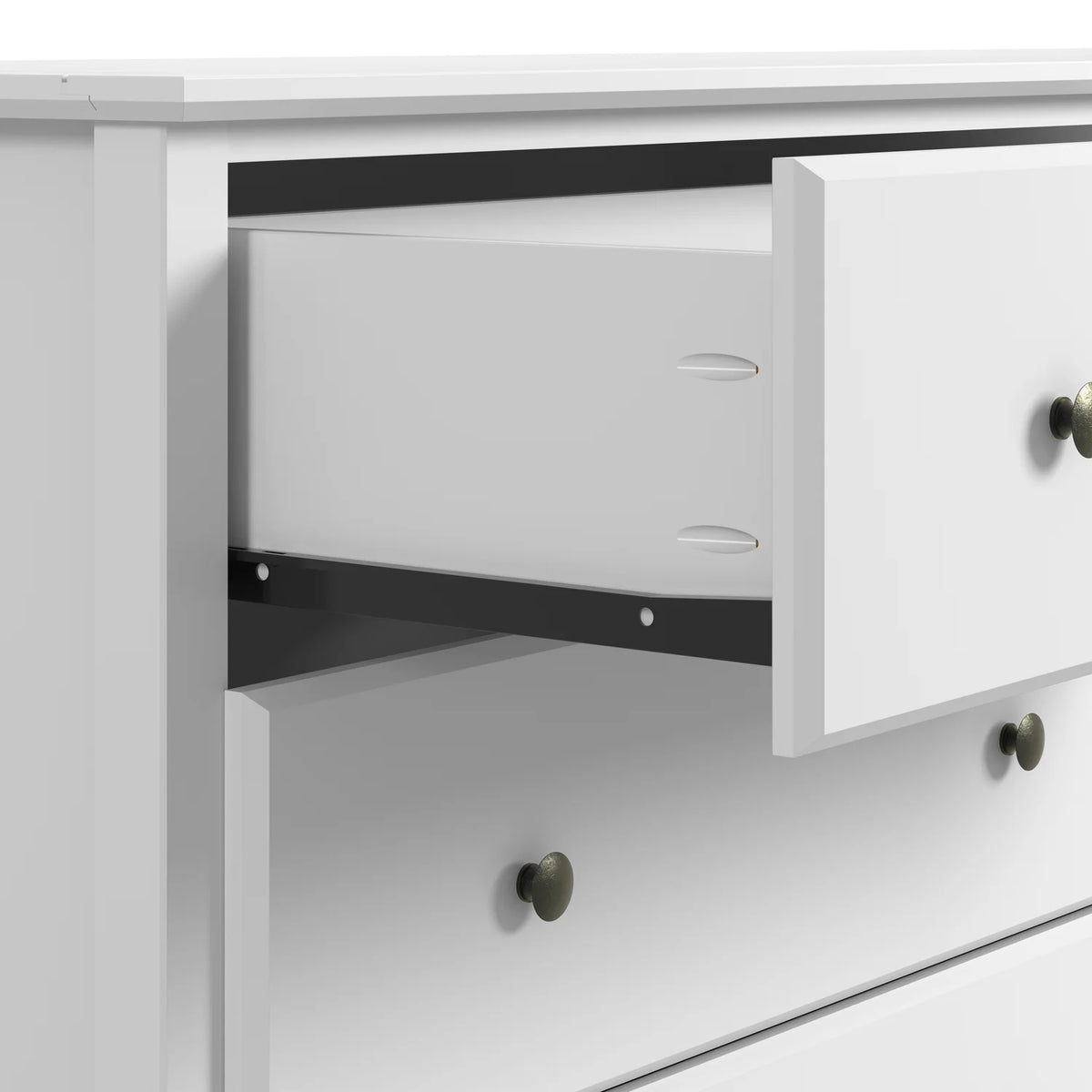 Camaflexi Shaker Style 6 Combo Drawer Dresser Wood Bedroom Furniture, White Finish