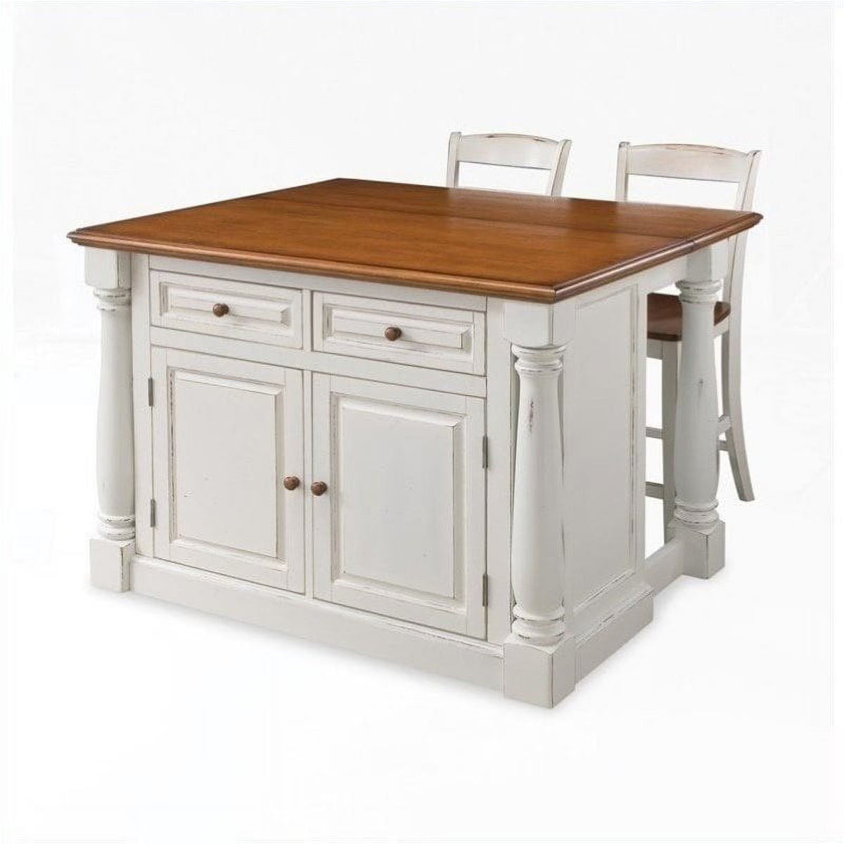 Bowery Hill Antiqued Kitchen Island in Antiqued White