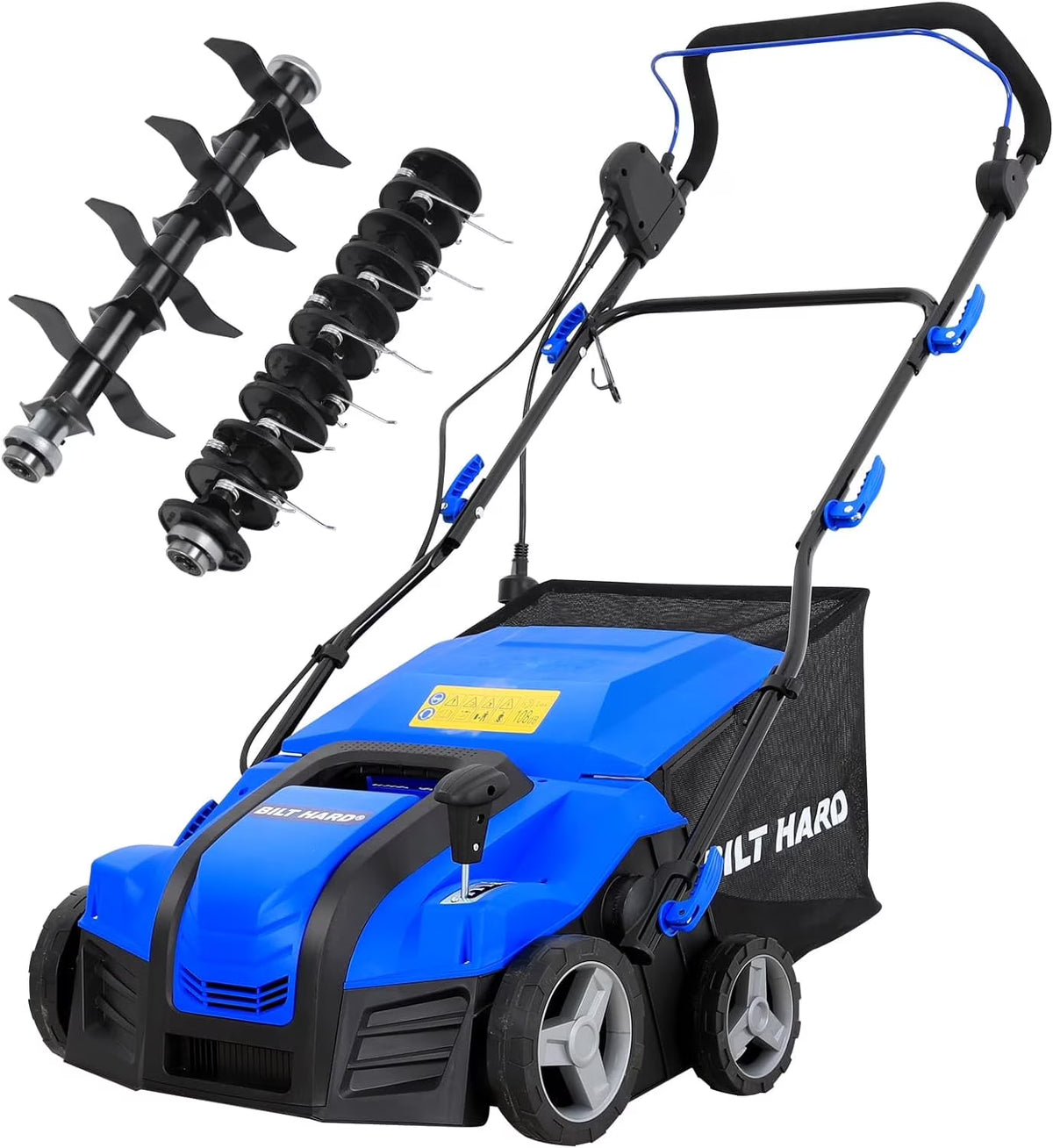 BILT HARD Dethatcher Scarifier Electric Powered, 12 Amp Copper Motor 13 inch Raking Width with 8 gal Thatch Bag