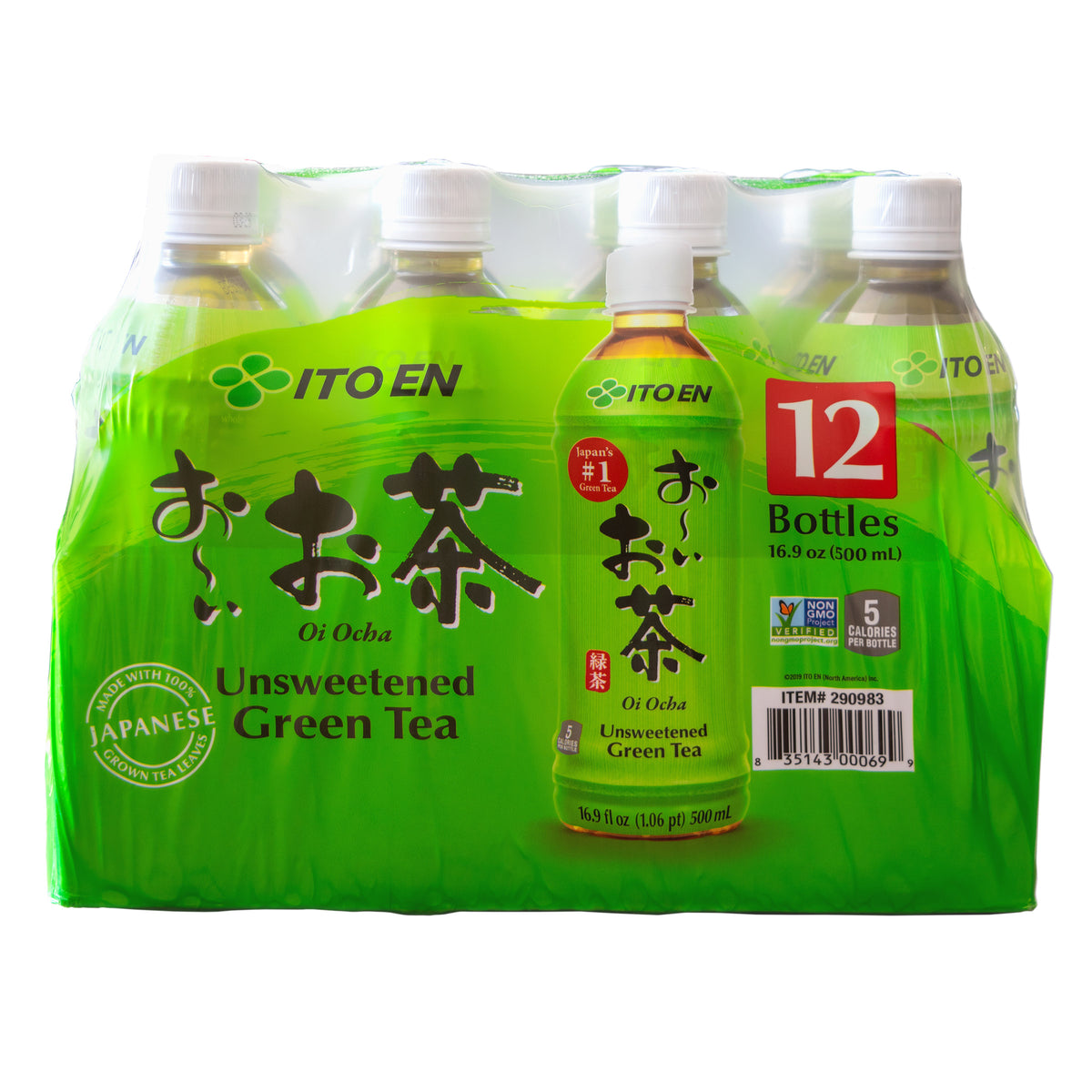 Ito En Oi Ocha Unsweetened Green Tea, 16.9 fl oz, 12-count