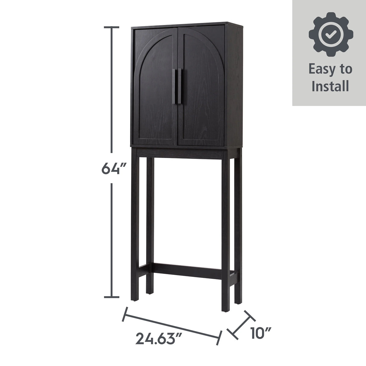 Better Homes & Gardens Juliet over-the-Toilet Space Saver Cabinet, 2 Adjustable Shelves, Black