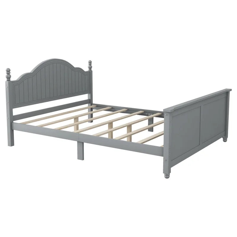 Duxelifin Wood Twin Bed Frame with Rails, Twin Size Low Platform Bed with Headboard and Footboard, Low Twin Bed Frame for Girls & Boys, White