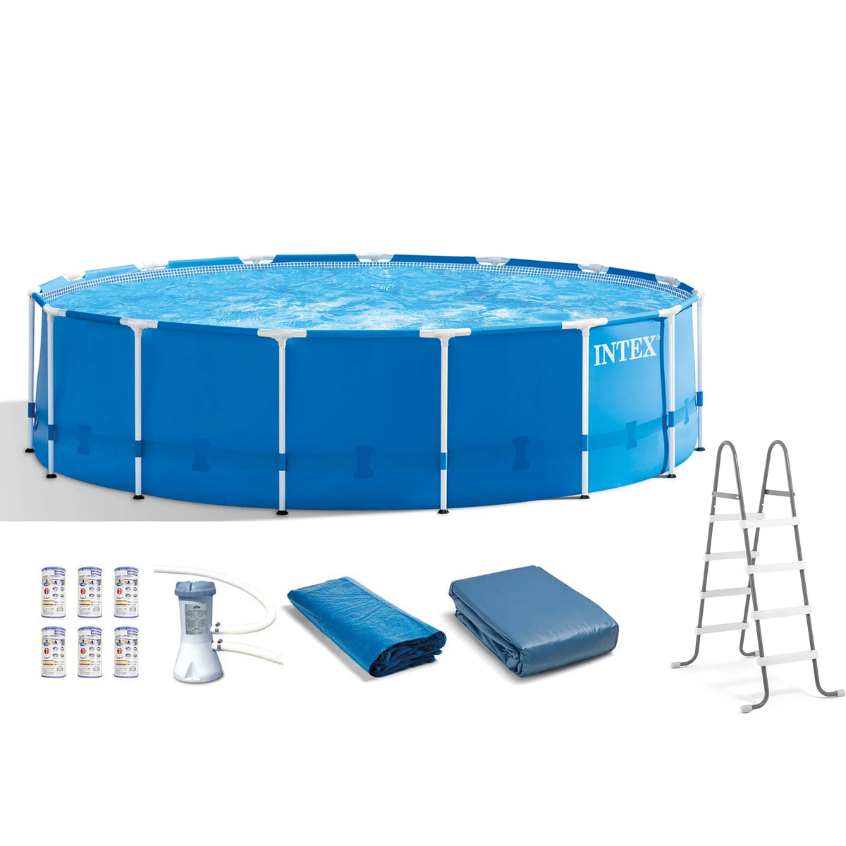 Intex 15' x 48" Metal Frame Above Ground Pool with Filter Pump