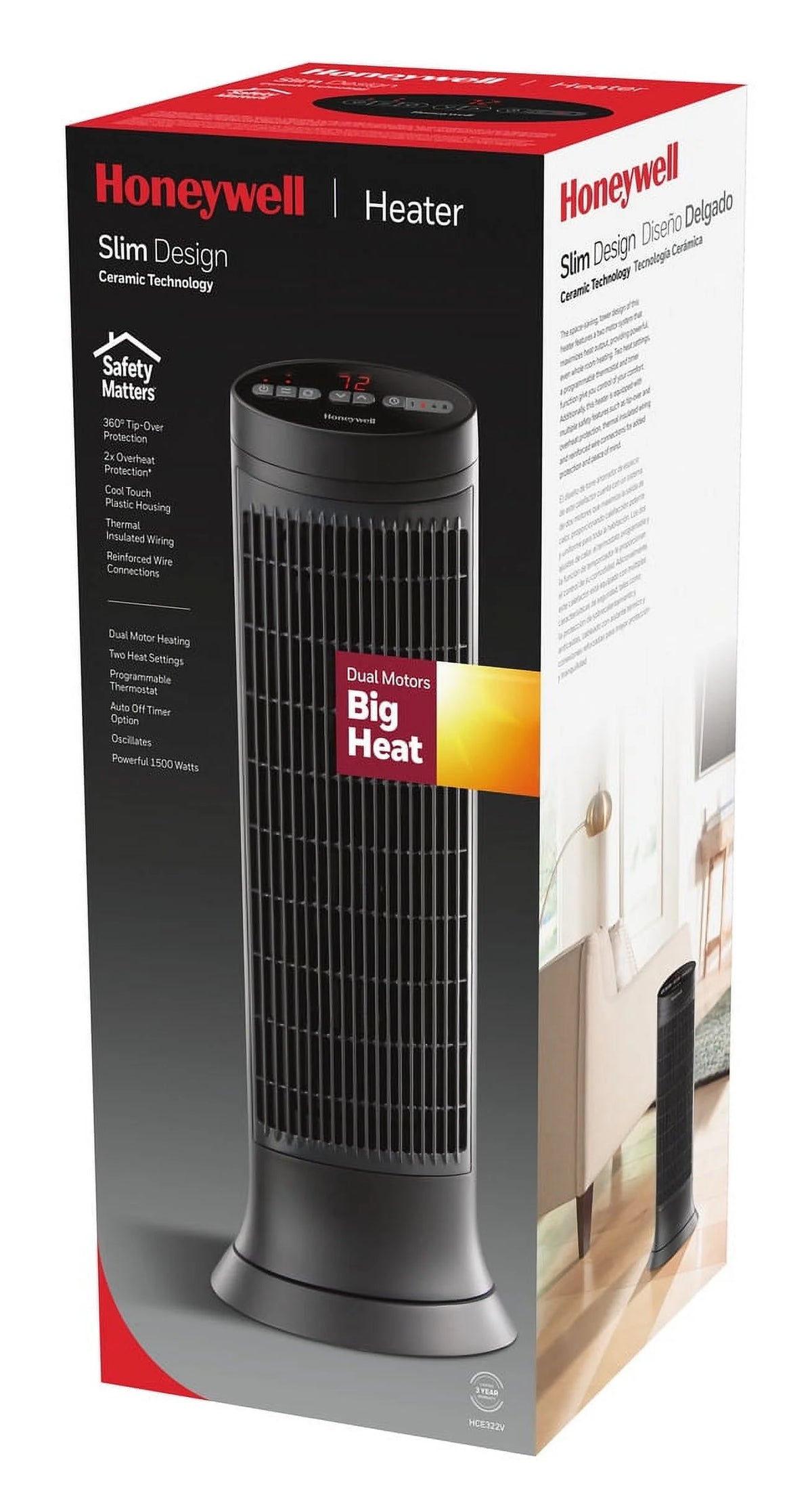 Honeywell Digital Ceramic Tower Portable Heater, New, Grey, HCE322V