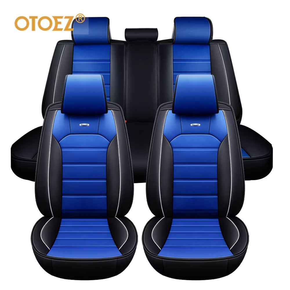 OTOEZ Leather Car Seat Cover Universal 5 Seats Full Set Front Rear Seat Protector
