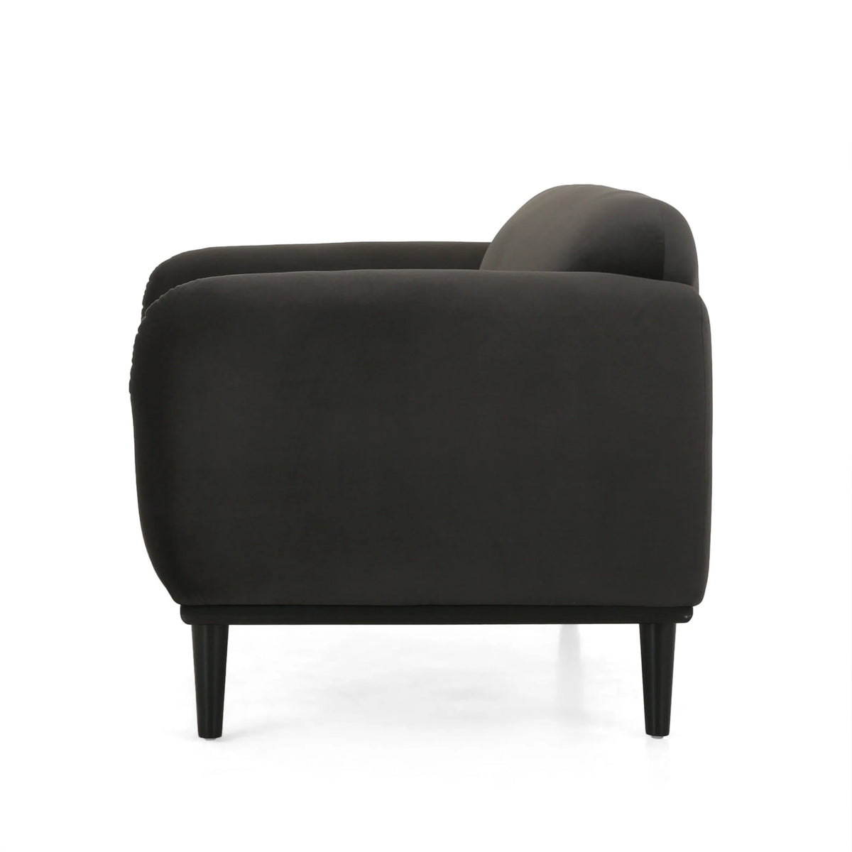 Noble House Chitwood Velvet Loveseat, Dark Gray and Matte Black