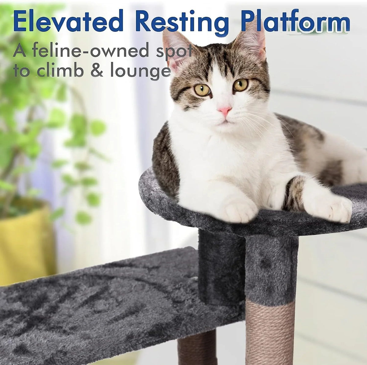 PinkSheep 4 Tier Cat Tree Tower Scratching Post Climber with Sisal Toys & Cat Perch Bed for Small Medium Cats Gray