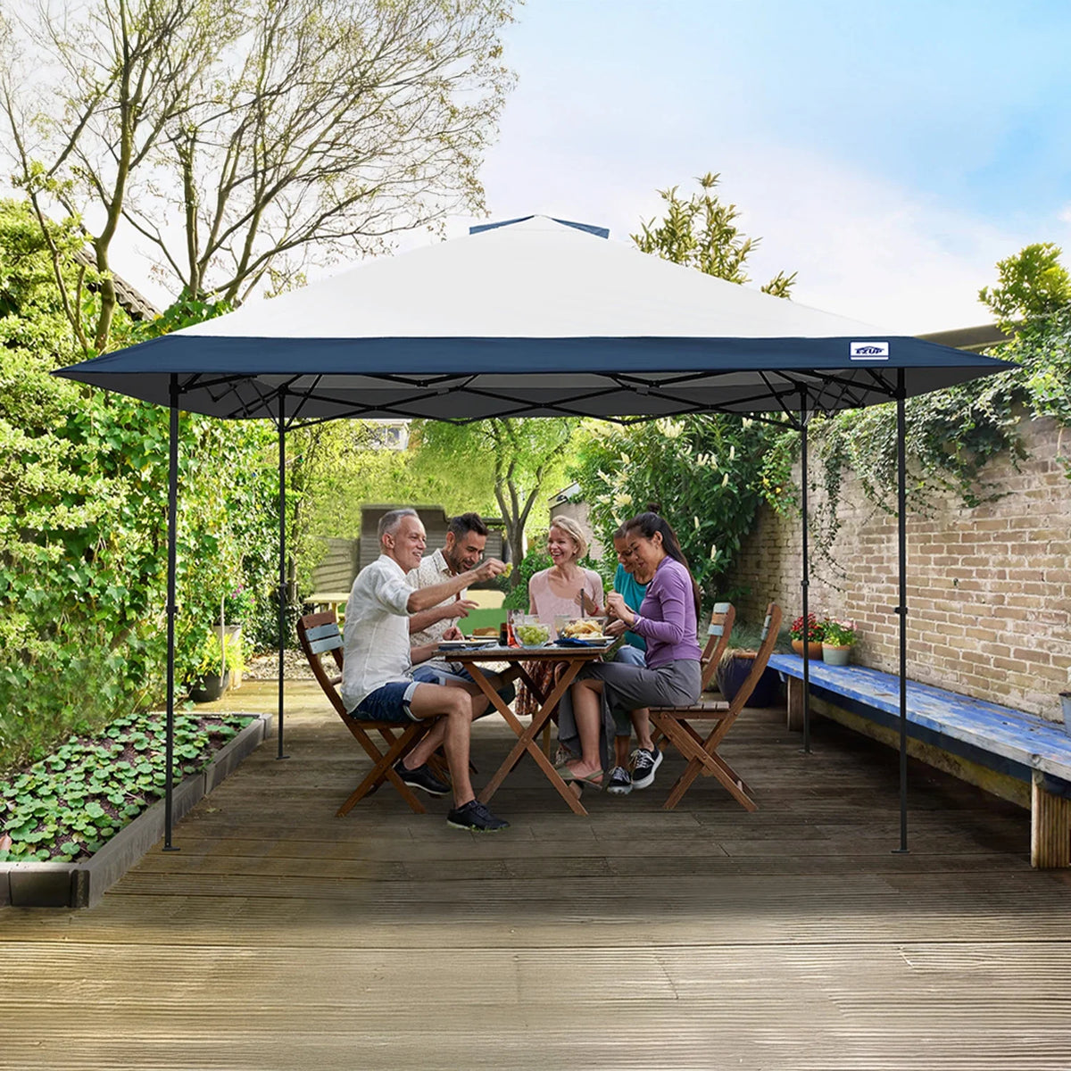 E-Z UP 13x13 ONE-UP Instant Canopy Tent �?Pop Up Outdoor Shade Tent with Vented Top, Adjustable Height & Roller Bag