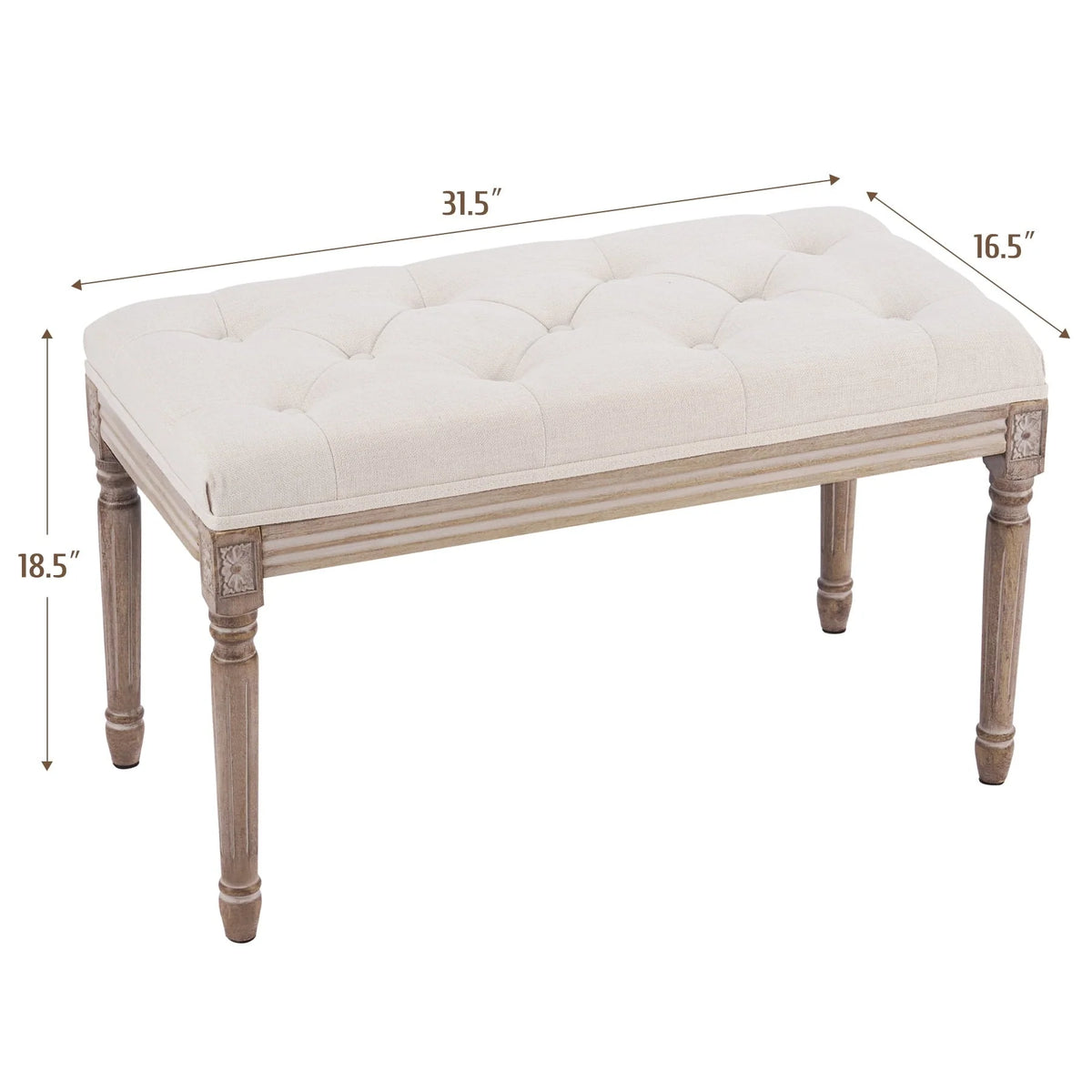 Wayshire Upholstered Entryway Bench with Rubber Wood Legs Tufted Ottoman for Dining Room Bedroom More