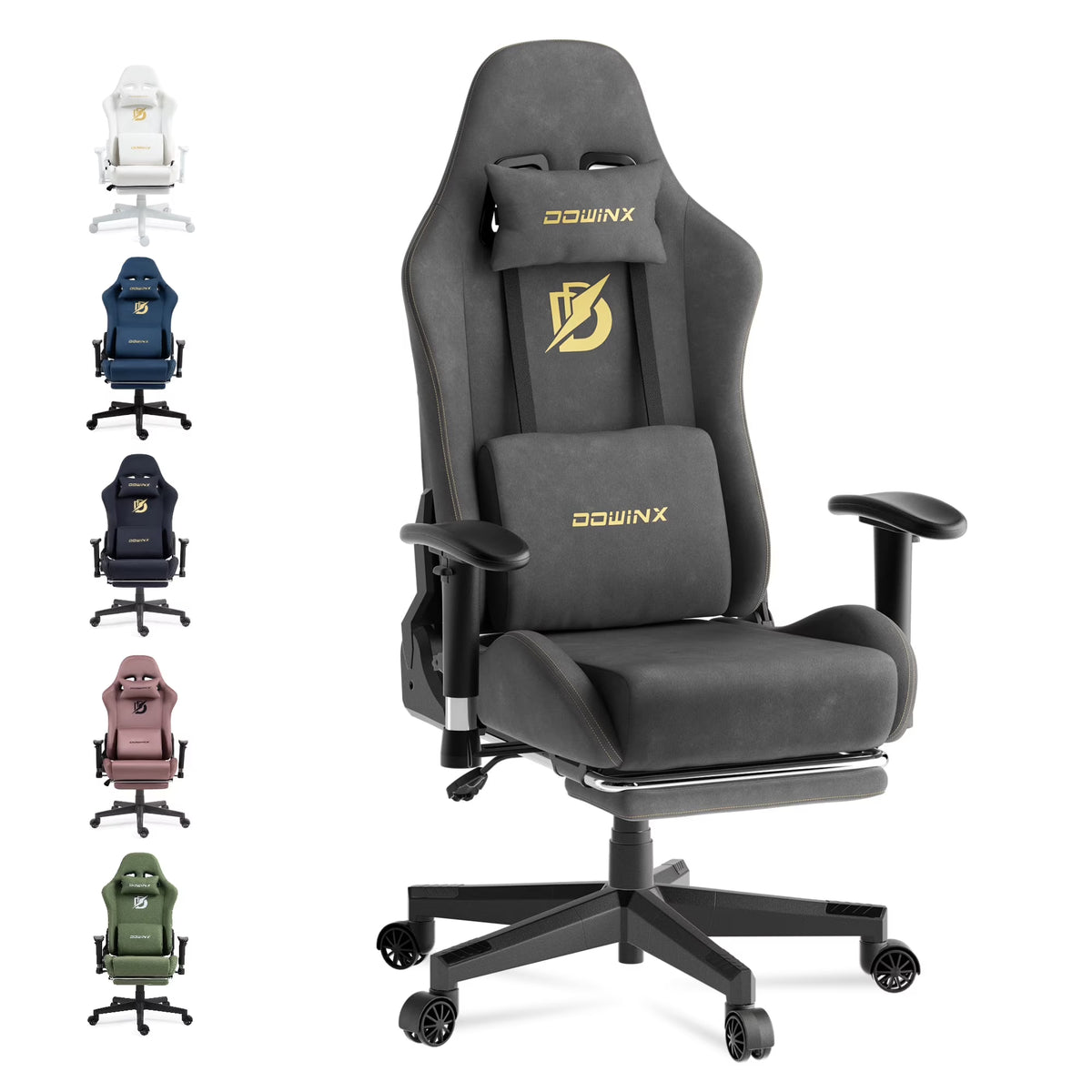 Dowinx Computer Gaming Chair with Pocket Spring Cushion and 4D Armrests for Office,Breathable Fabric High Back Ergonomic Task Chair with Footrest , Massage Lumbar Support Black