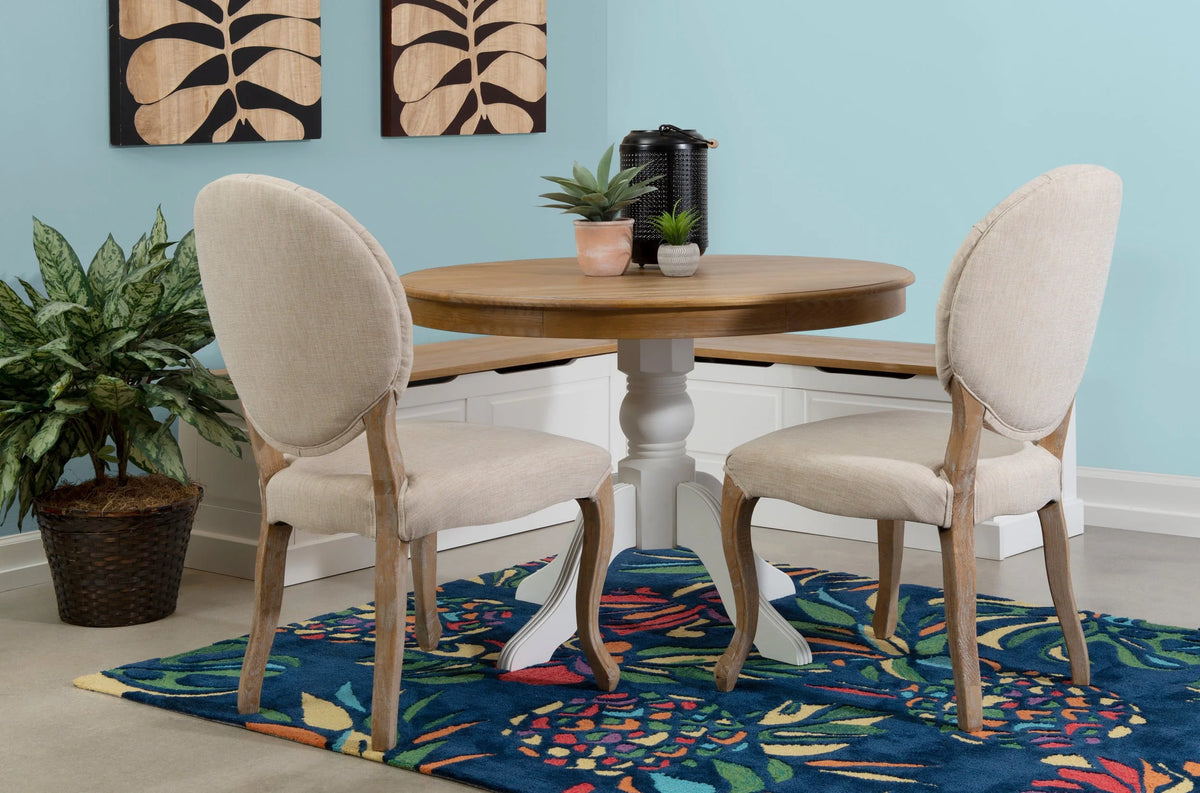 Linon Tobin  Pedestal Dining Table - Natural/White
