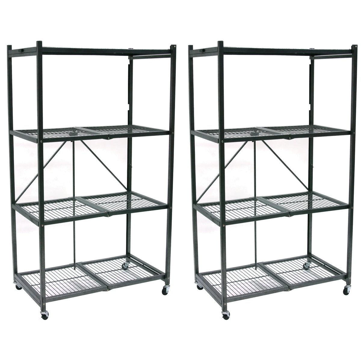 Origami 2-Pack R5 Series Heavy-Duty 4-Tier Foldable Steel Shelf, Pewter