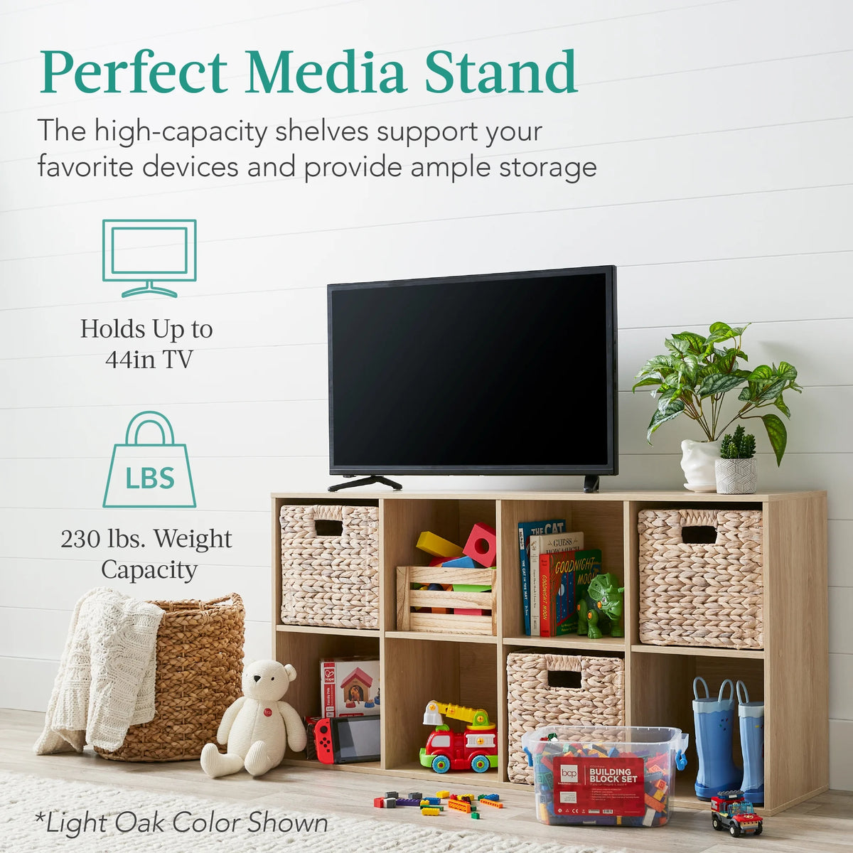 Best Choice Products 8-Cube Bookshelf, 11in Display Storage System, Organizer w/ Removable Back Panels - Black