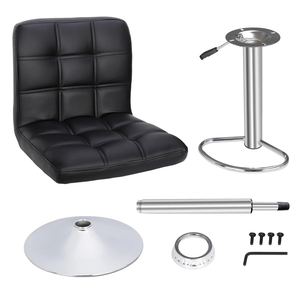 ZENSTYLE Swivel PU Leather Bar Stools with Back Spa Decor Seats 4PCS, Black