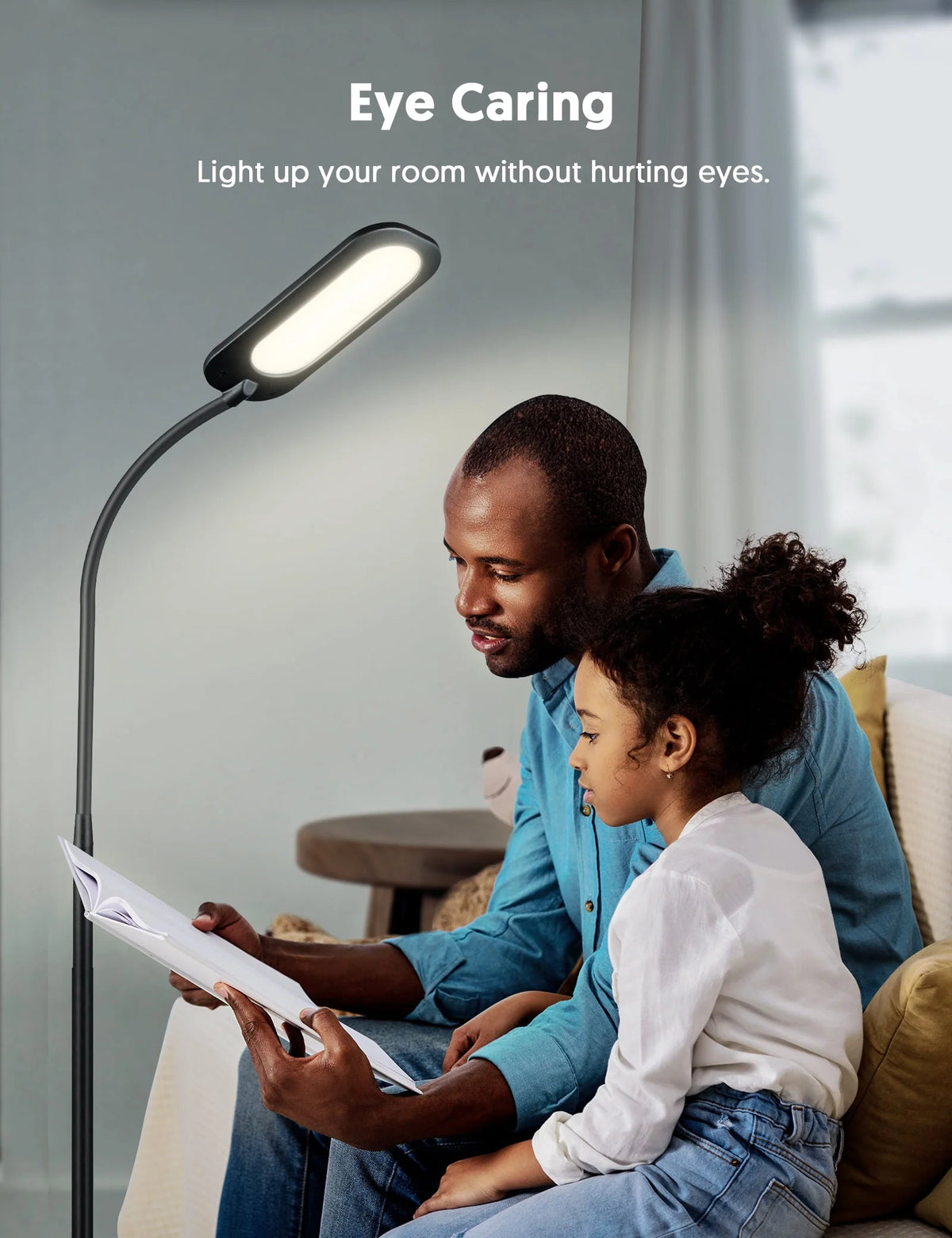 TECKIN Floor Lamp, Dimmable Black Lamp with 5 Color& 4 Brightness and Adjustable Gooseneck
