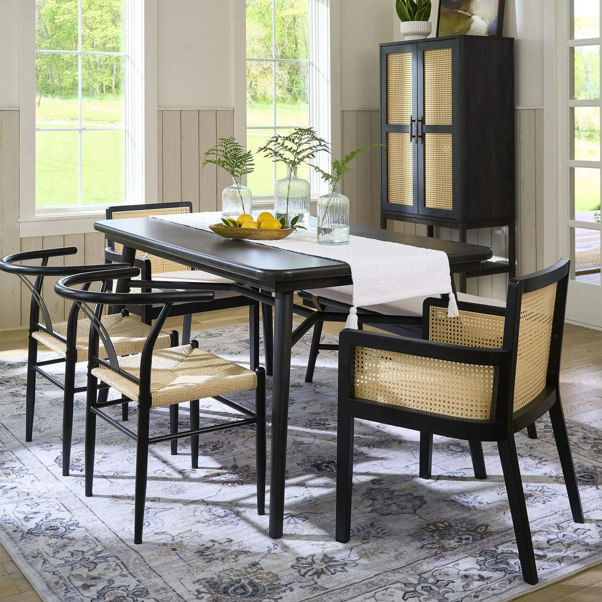 Better Homes & Gardens Springwood Wishbone Chair, Metal Base with Black Finish, 2 Pack