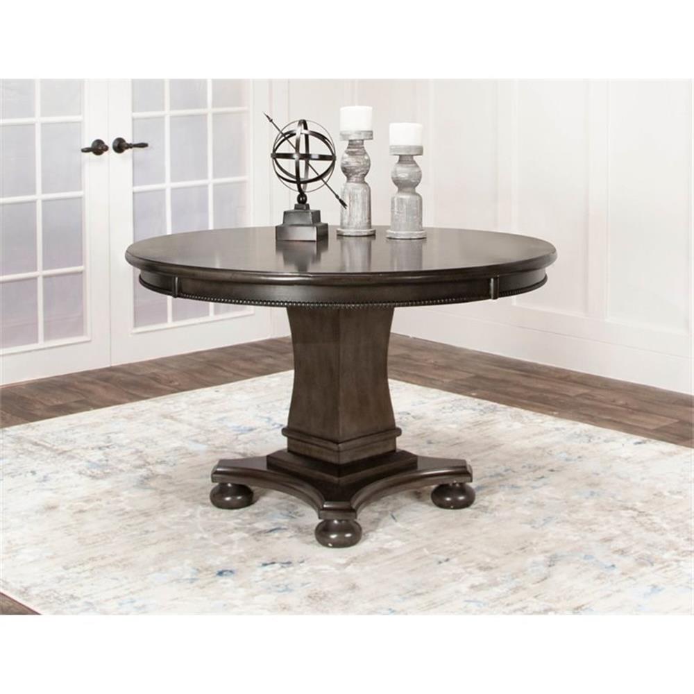 Bowery Hill 48" Round Reversible Top Wood Dining/Poker Table in Gray